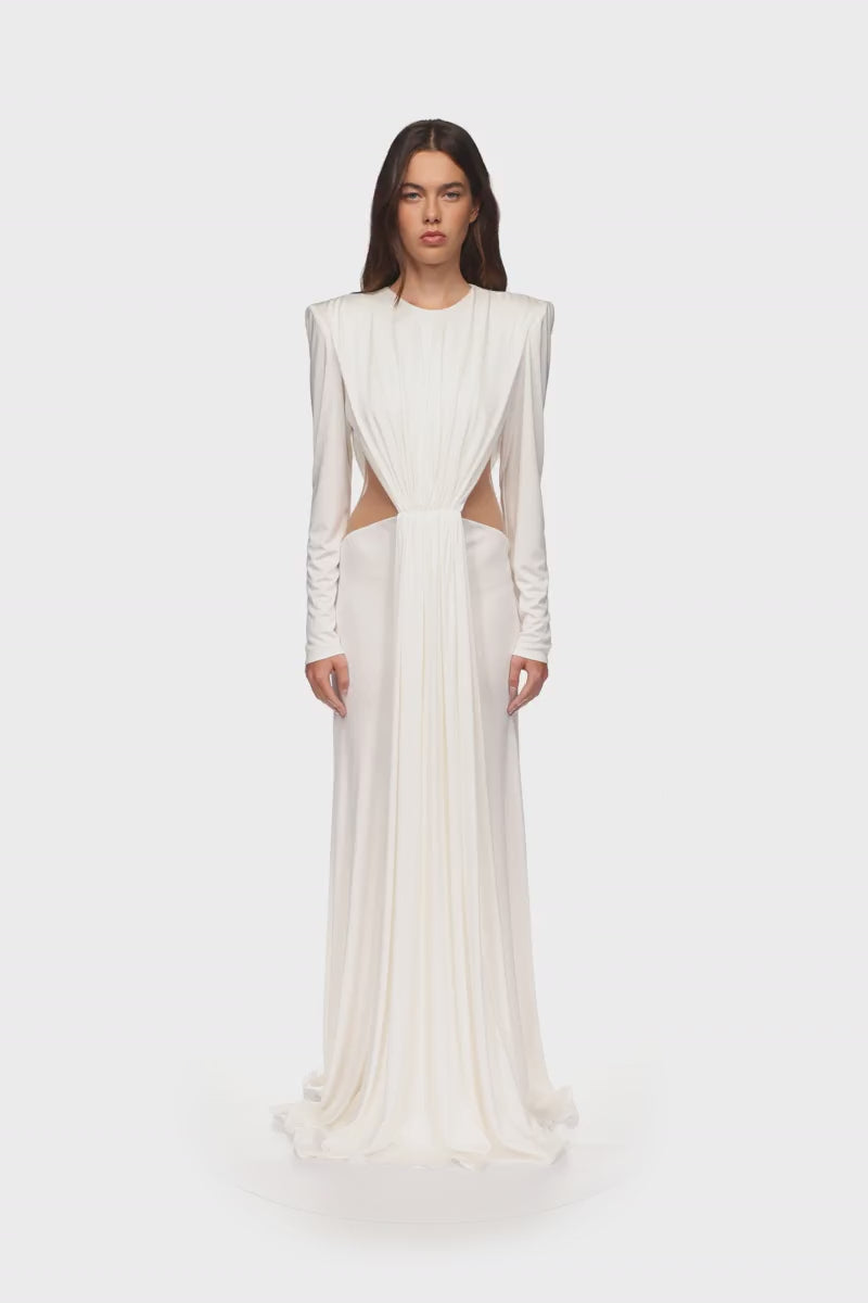 DRAPED GOWN WITH SIDE CUT-OUTS