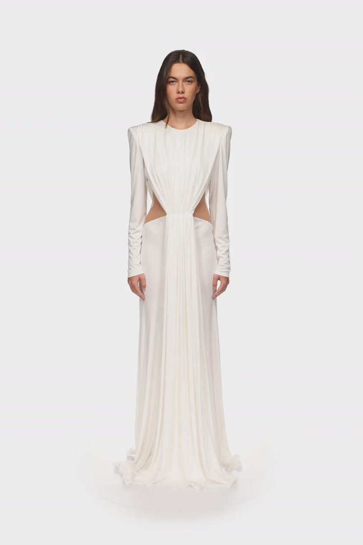 DRAPED GOWN WITH SIDE CUT-OUTS
