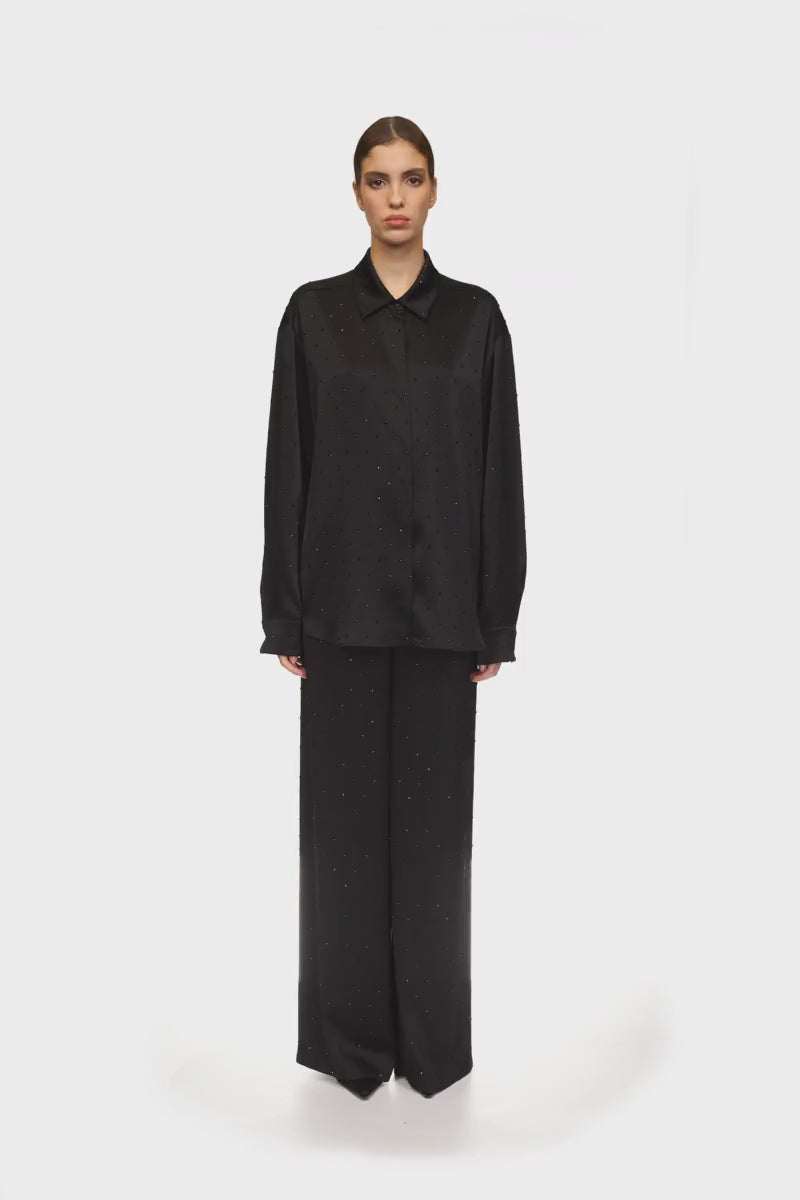 STAR RHINESTONE WIDE LEG TROUSERS
