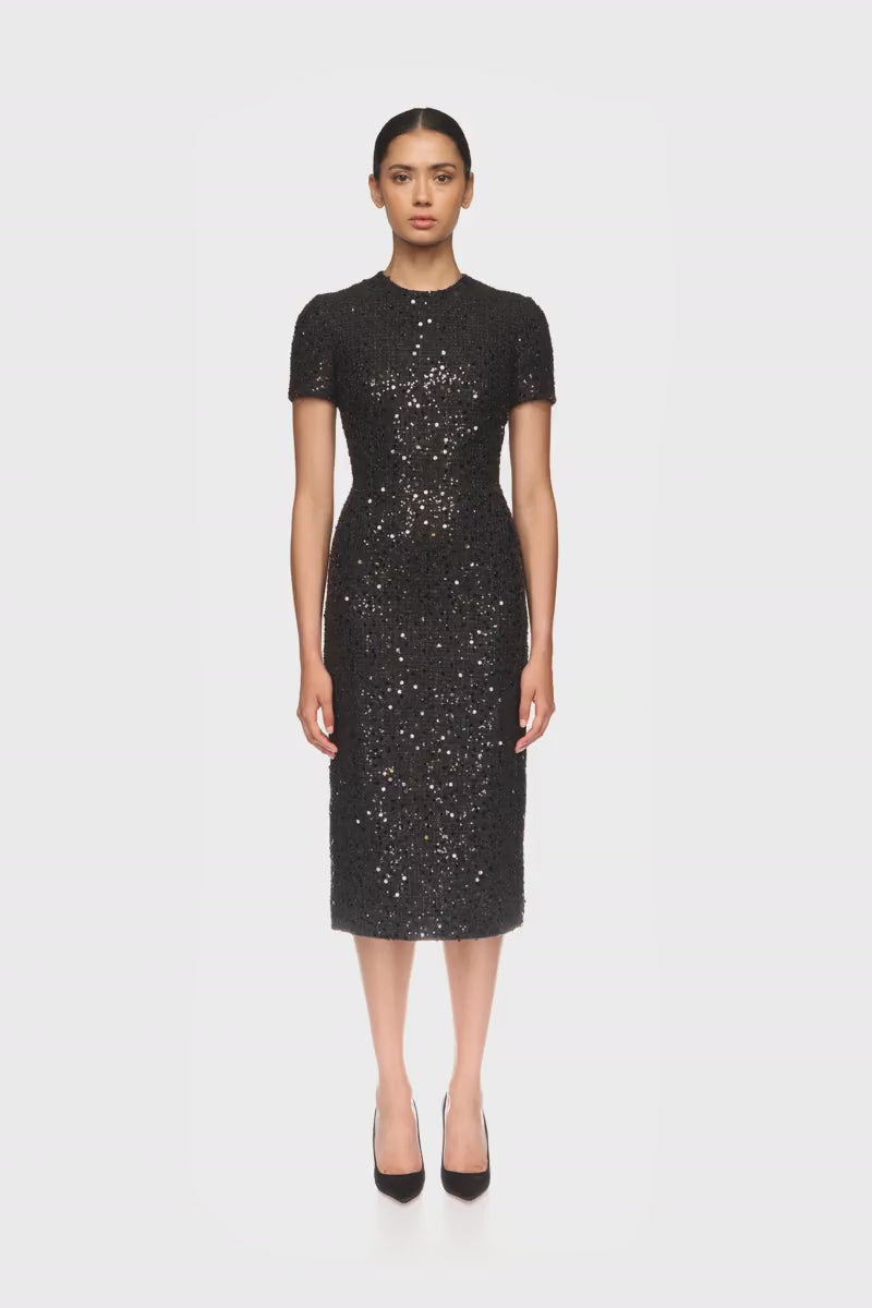 SEQUIN BOUCLE MIDI DRESS