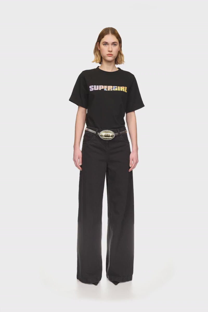 SUPERGIRL x DAVID KOMA LOGO PRINT T-SHIRT