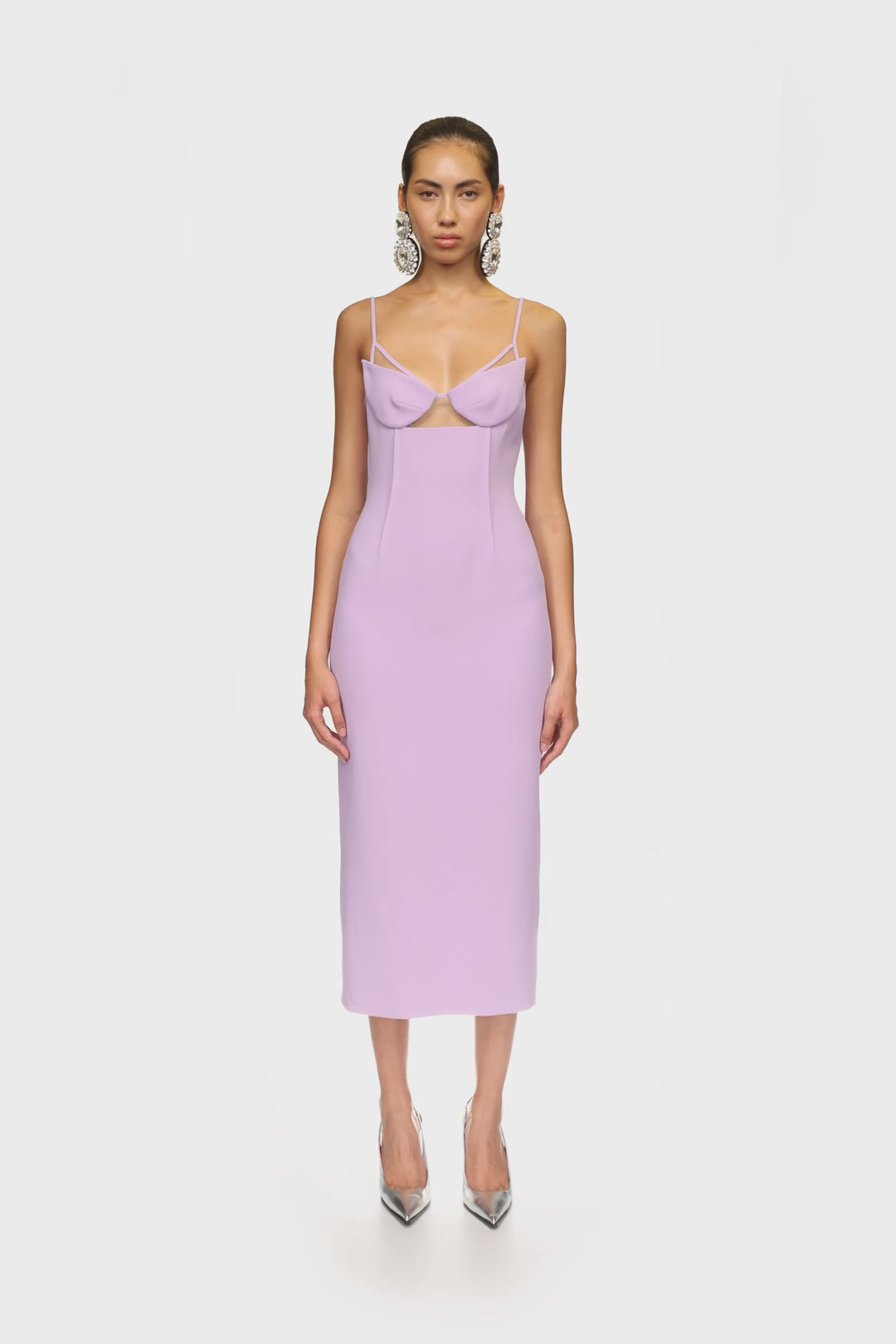 LILAC STATEMENT CUP MIDI DRESS