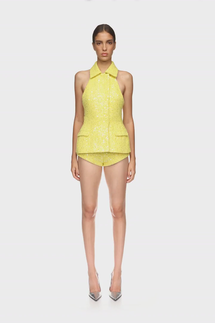 SEQUIN BOUCLE TAILORED VEST TOP