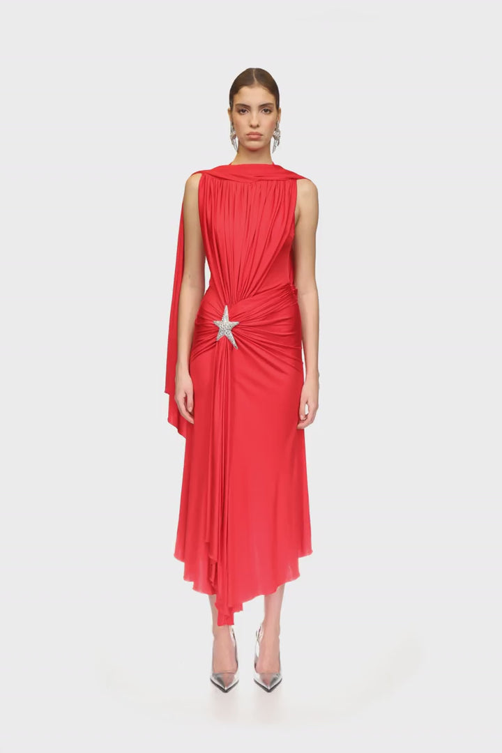 CRYSTAL STAR AND SCARF MIDI DRESS