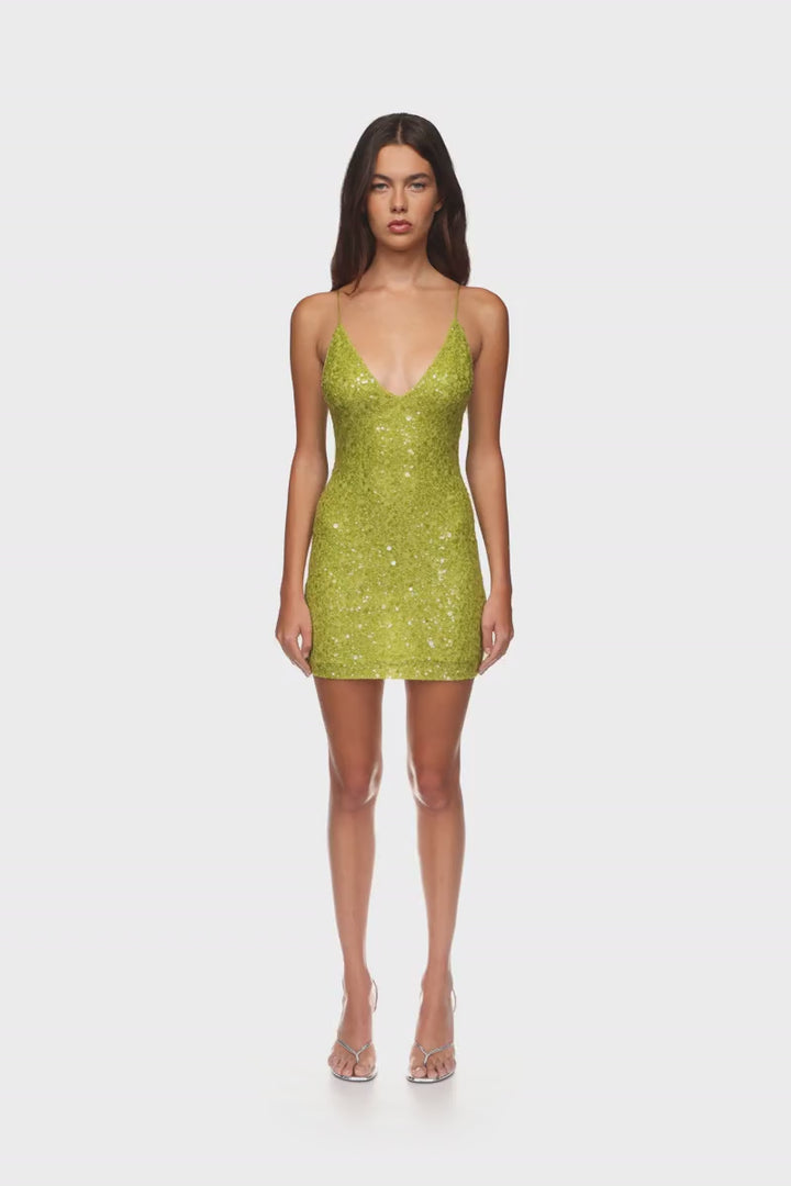SEQUIN MINI DRESS IN GREEN