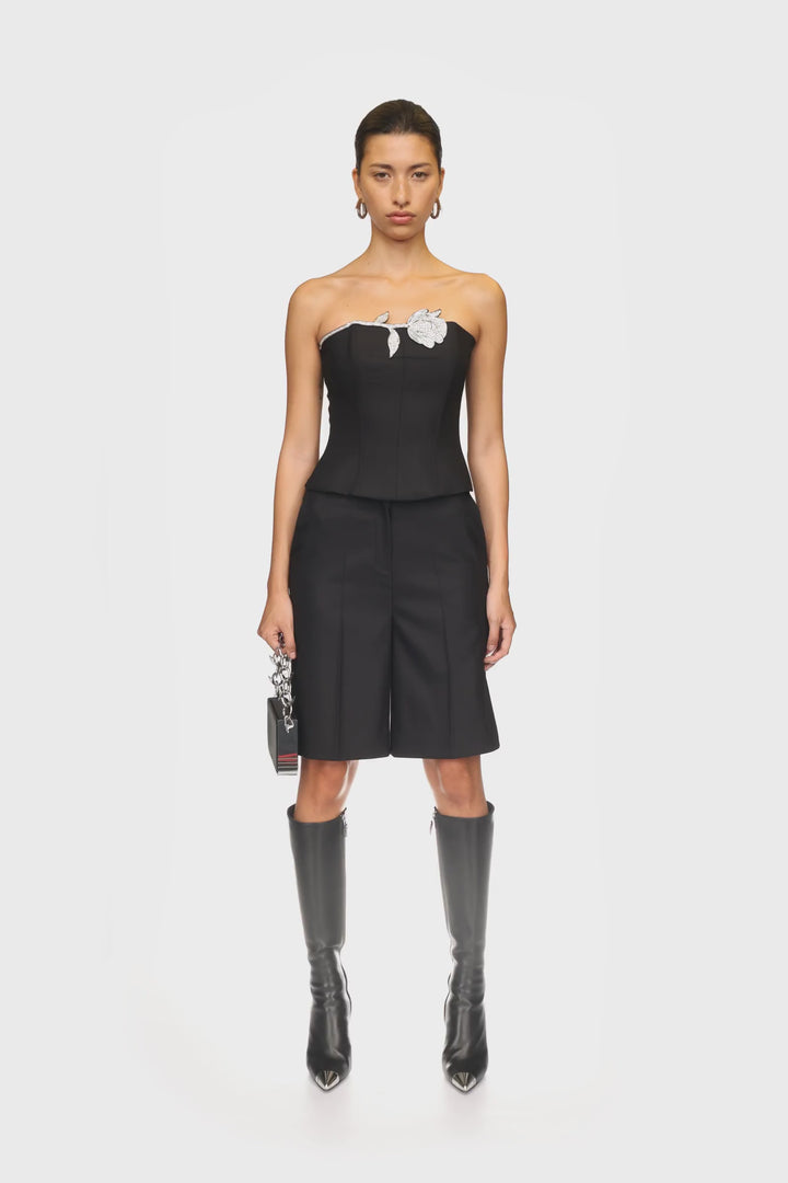 BLACK TAILORED SHORTS