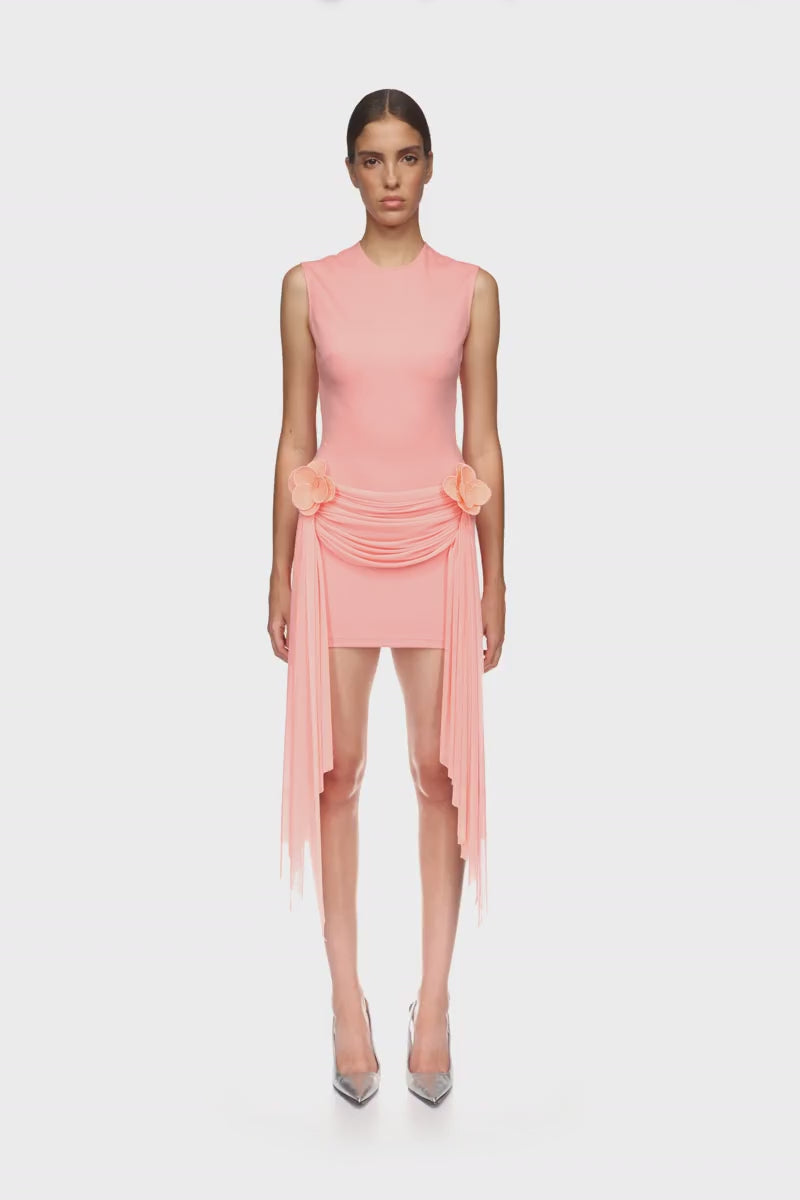 DRAPE OVERLAY SLEEVELESS MINI DRESS