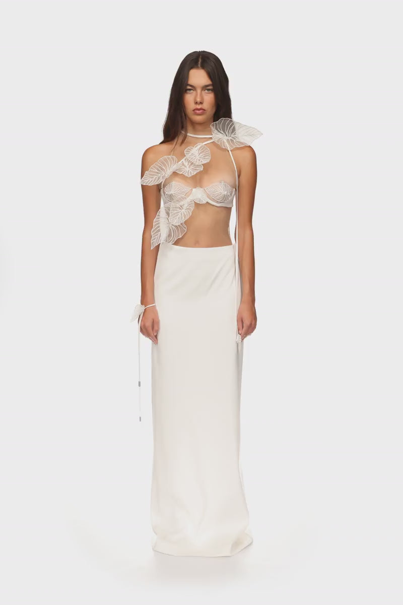 LOW WAIST SATIN MAXI SKIRT