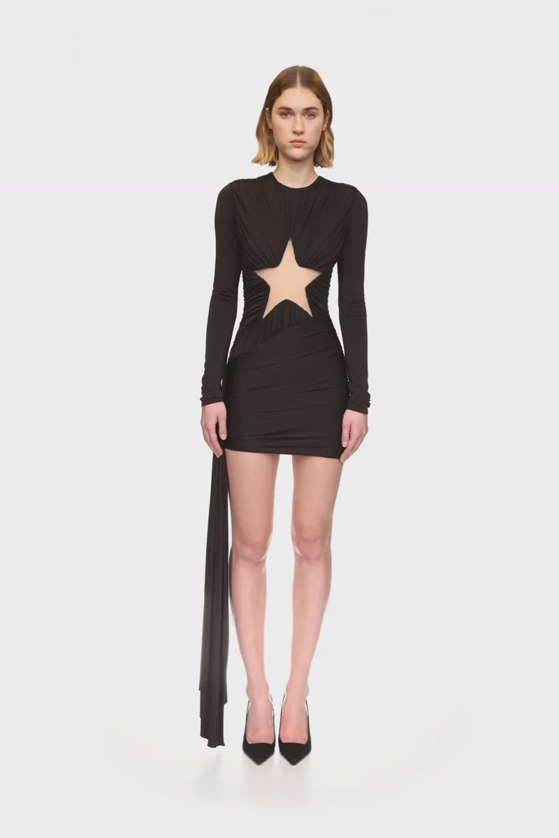 STAR CUTOUT LONG SLEEVE MINI DRESS