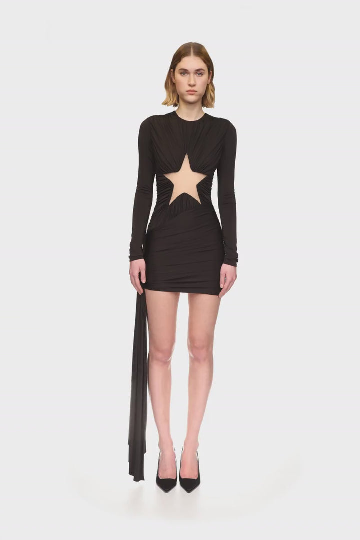 STAR CUTOUT LONG SLEEVE MINI DRESS