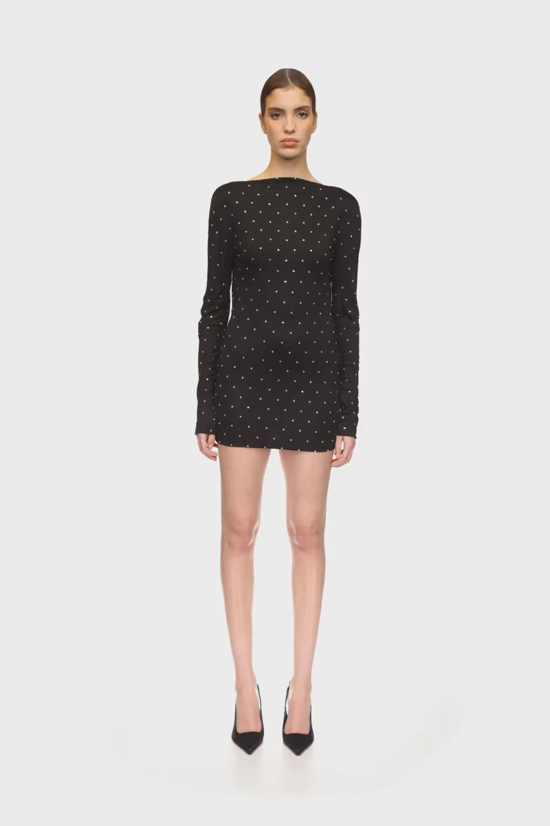 STAR RHINESTONE OPEN BACK MINI DRESS