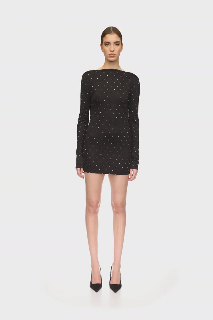 STAR RHINESTONE OPEN BACK MINI DRESS