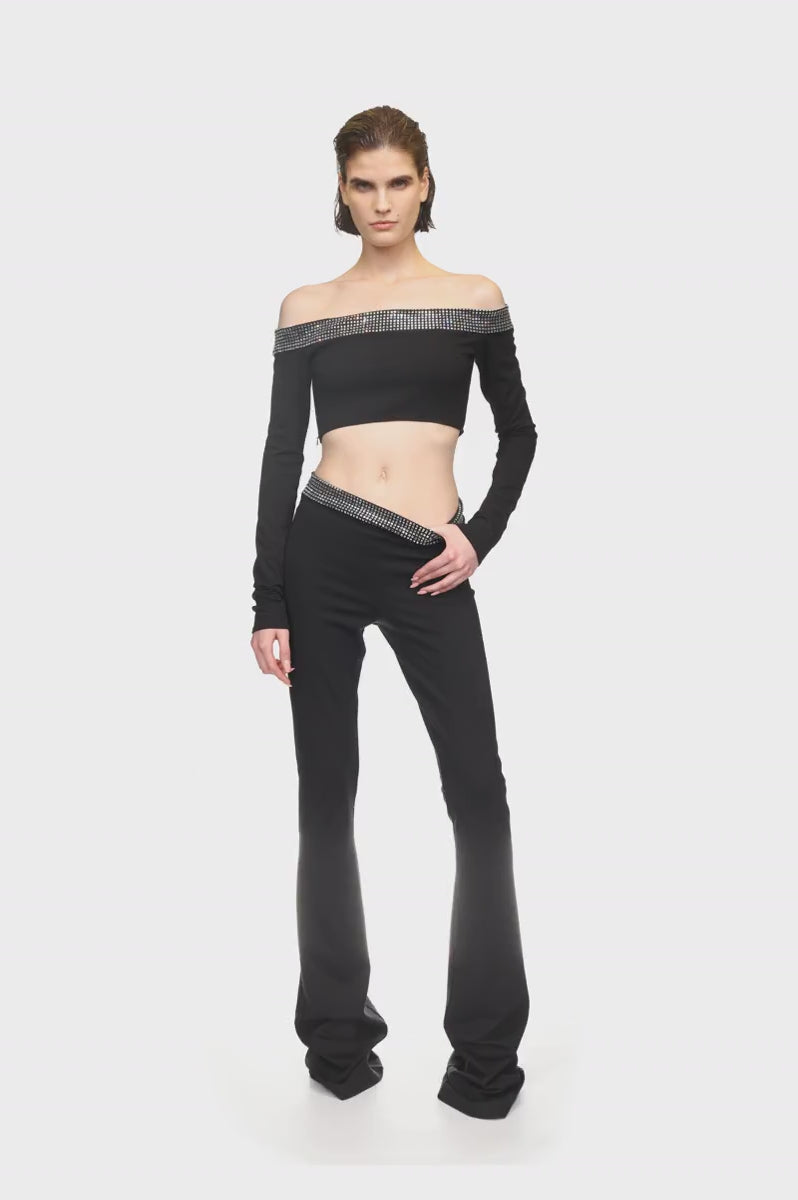 CRYSTAL HOTFIX WAIST TROUSERS