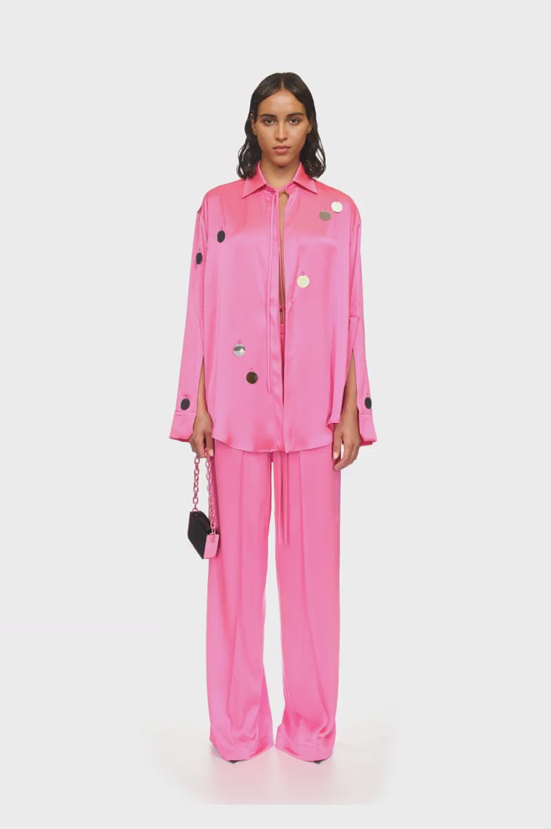 ELASTIC WAISTBAND SATIN TROUSERS