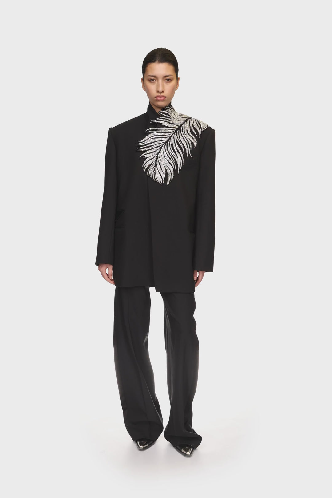 CRYSTAL FEATHER TAILORED JACKET