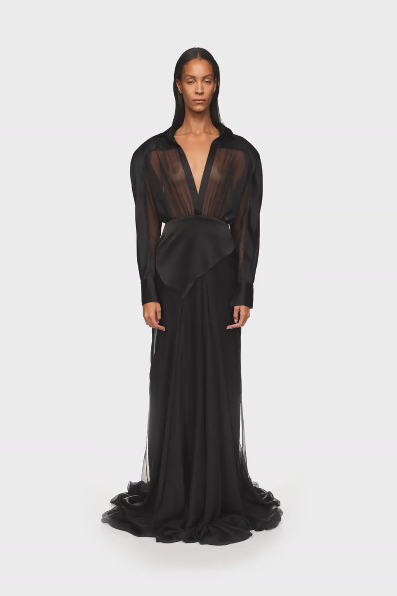 CONTRAST PANEL SHIRT GOWN