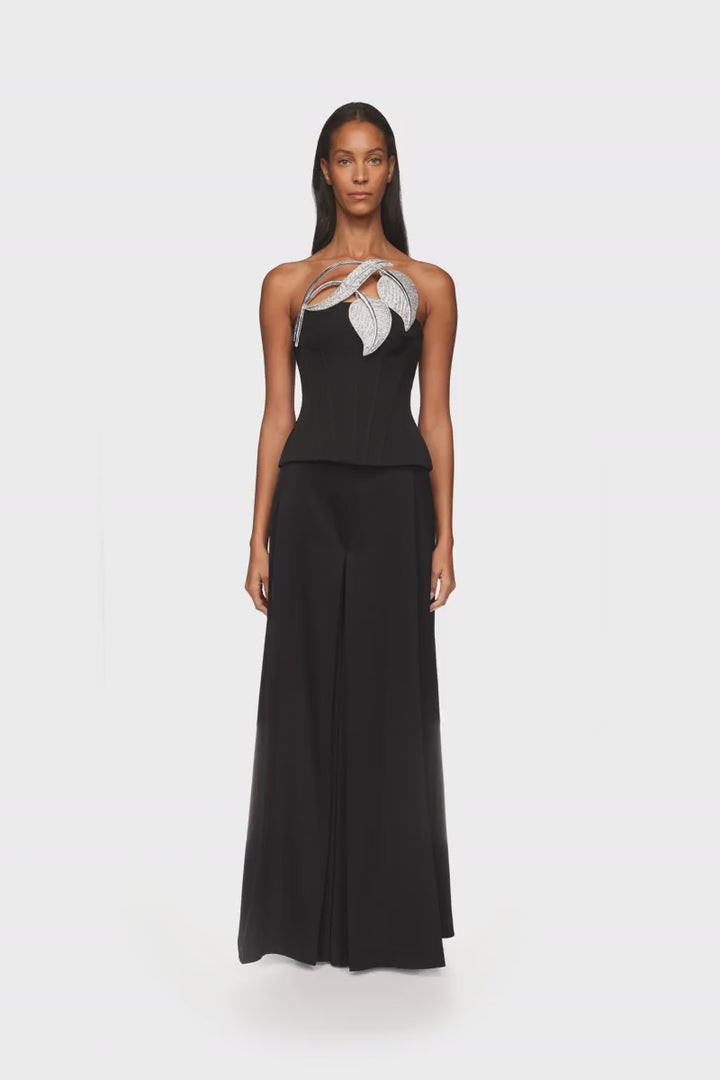 WIDE LEG FLOWY TROUSERS IN BLACK