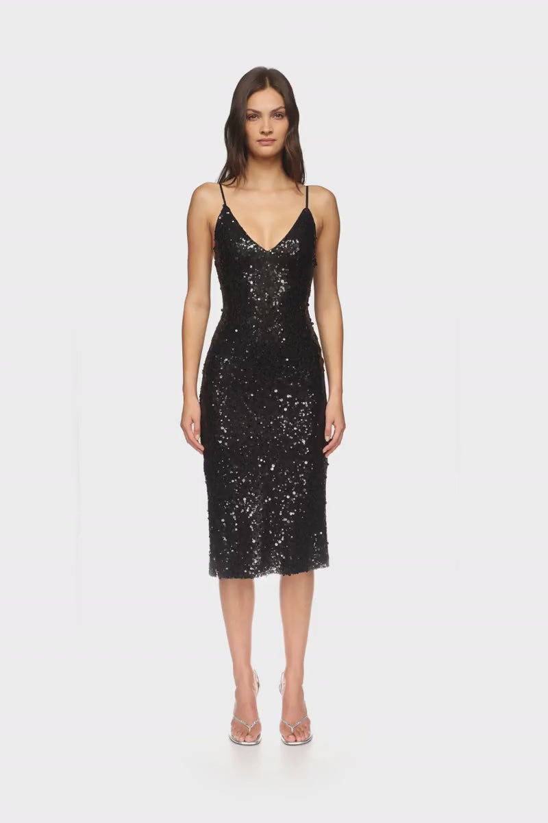 SEQUIN CAMISOLE MIDI DRESS