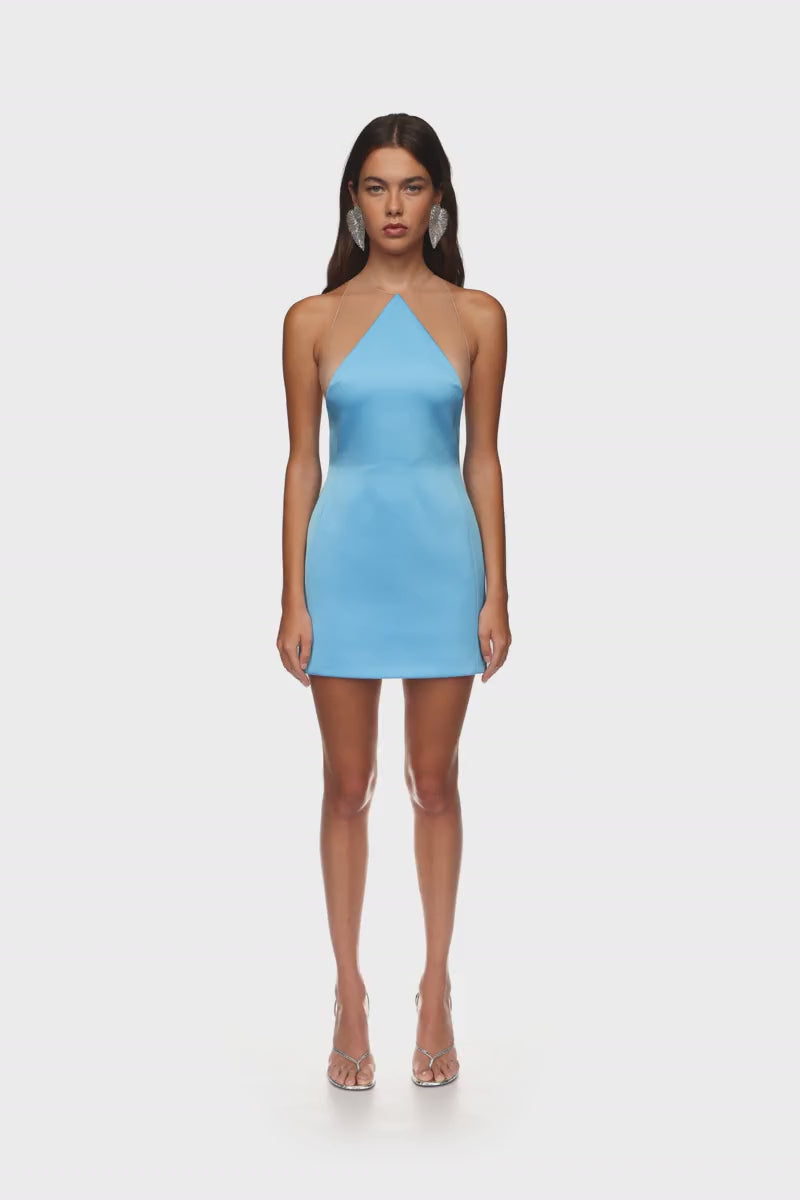 SATIN HALTERNECK MINI DRESS