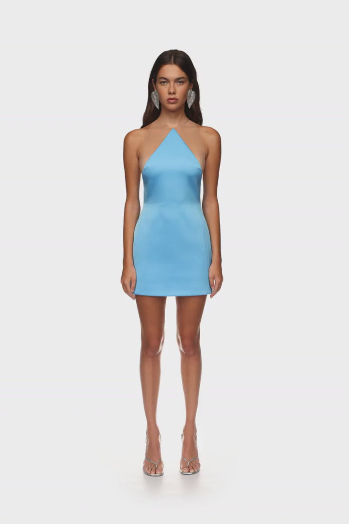 SATIN HALTERNECK MINI DRESS