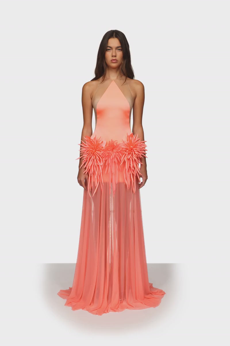 CACTUS DAHLIA DETAIL GOWN