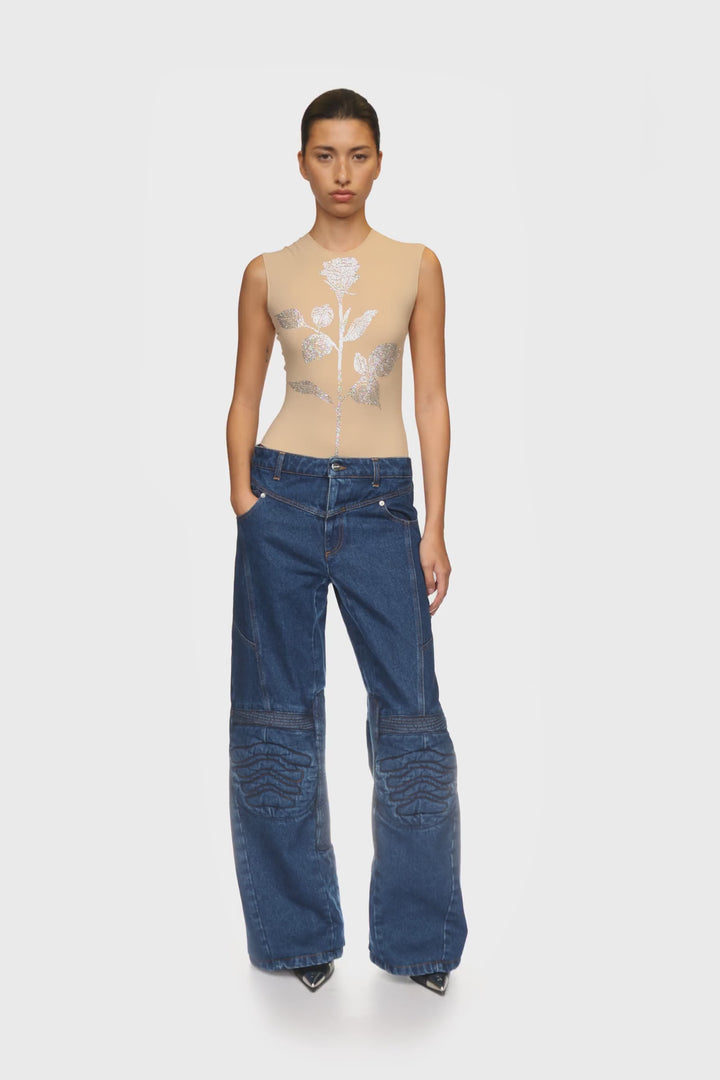 CRYSTAL ROSE BODYSUIT IN NUDE