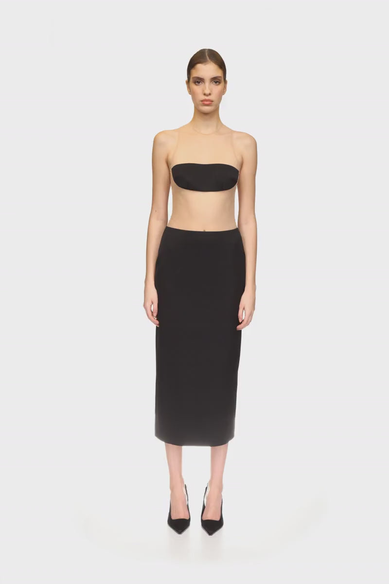 SATIN MIDI PENCIL SKIRT
