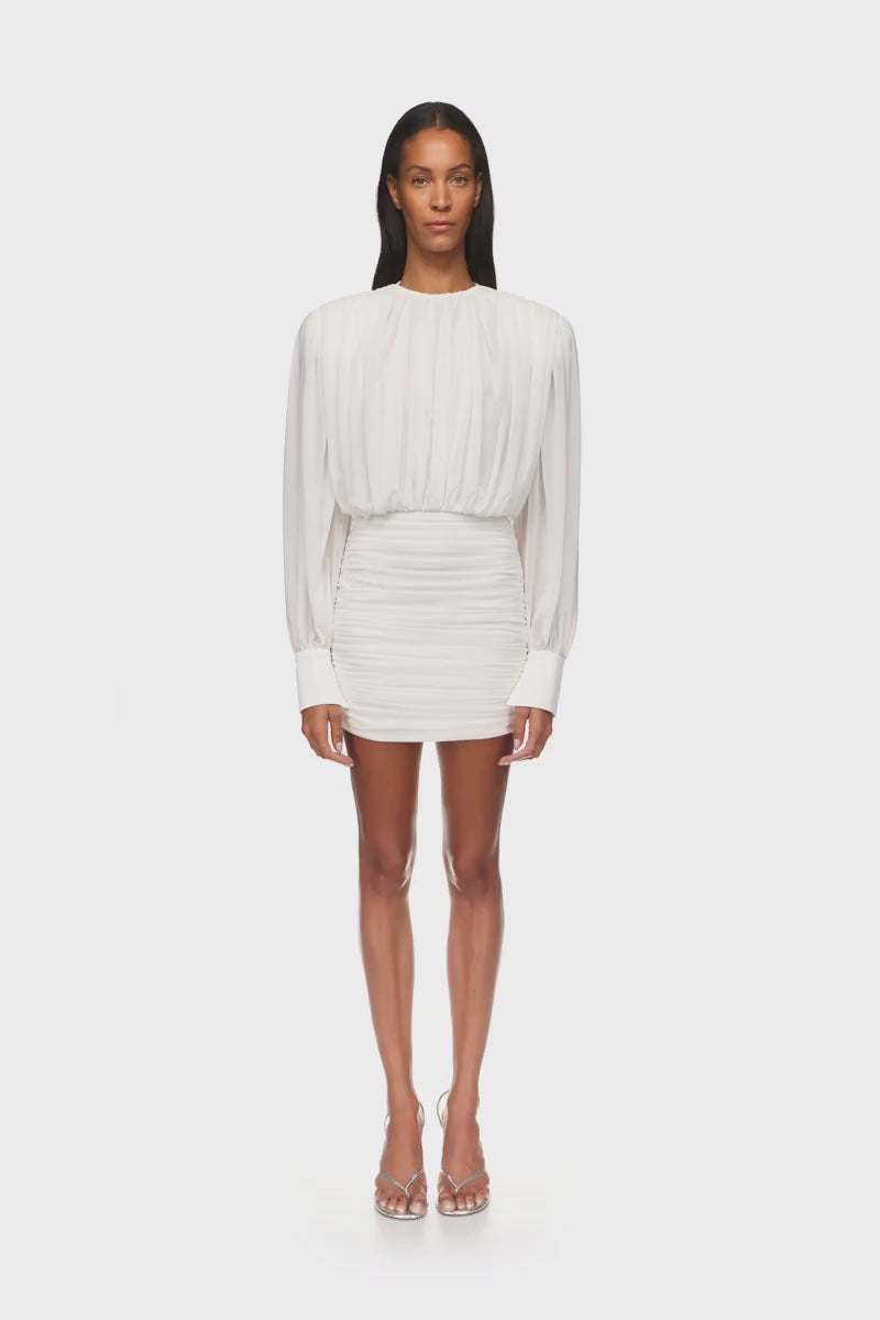 RUCHED BLOUSE TOP MINI DRESS