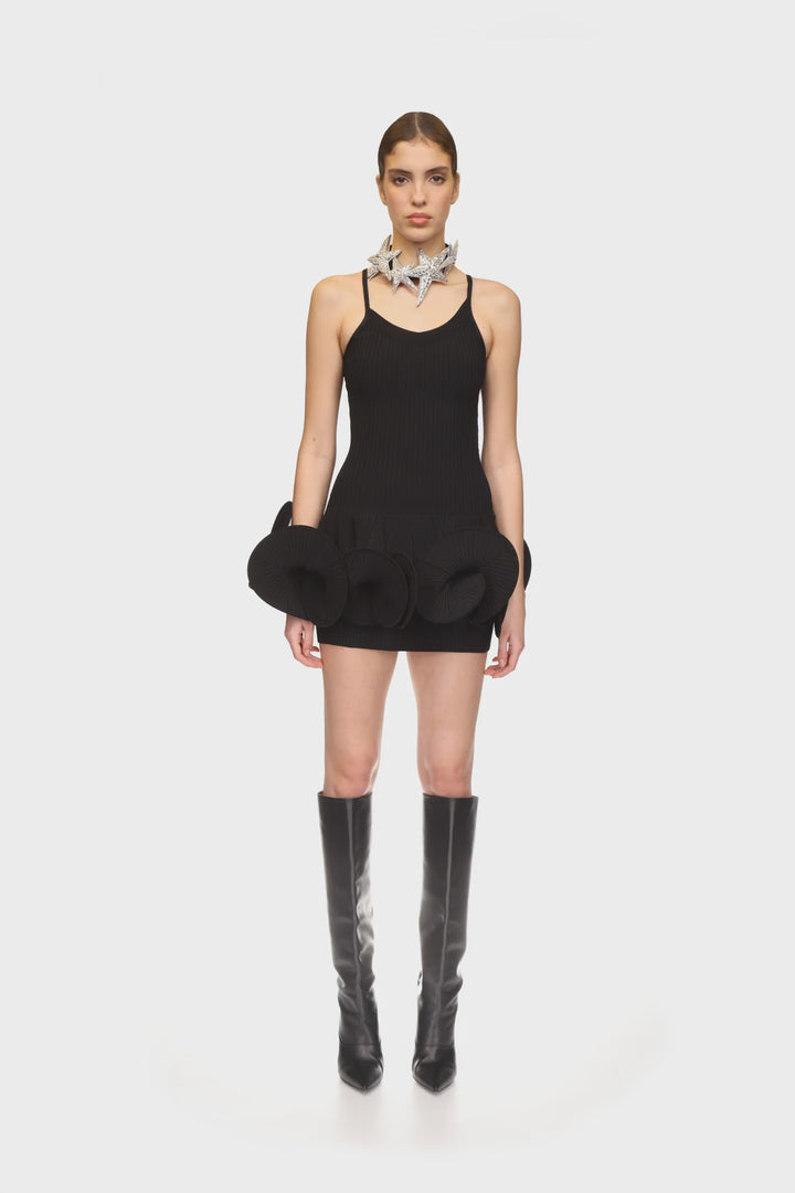 SWIRLING HEM MINI KNIT CAMI DRESS