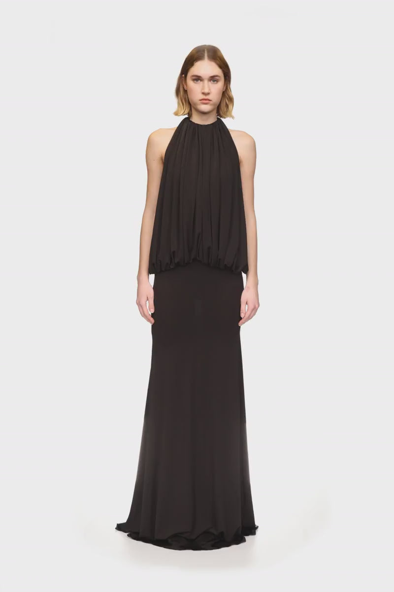 OPEN BACK AND DRAPE GOWN