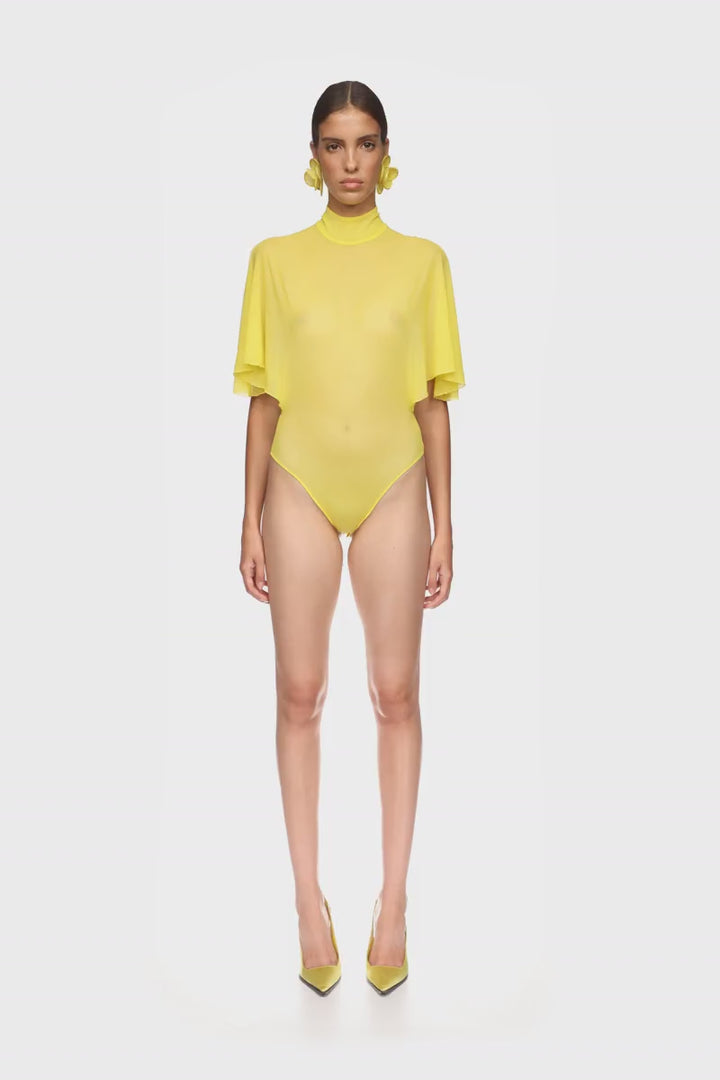 DRAPED SLEEVE BODYSUIT