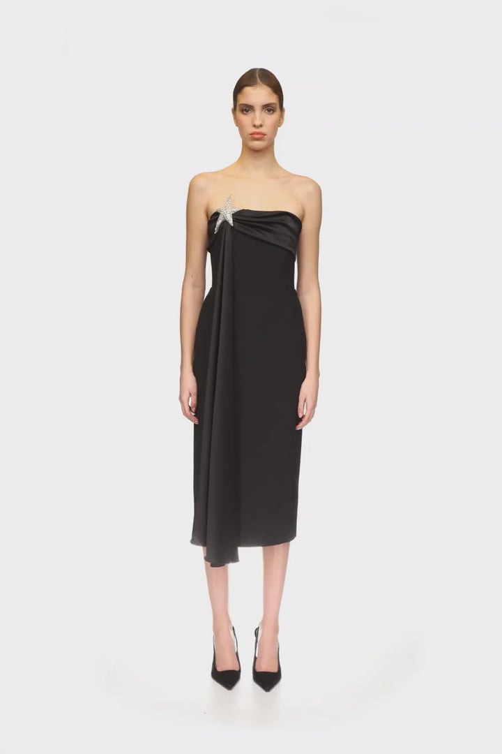 DRAPE OVERLAY AND STAR MIDI DRESS
