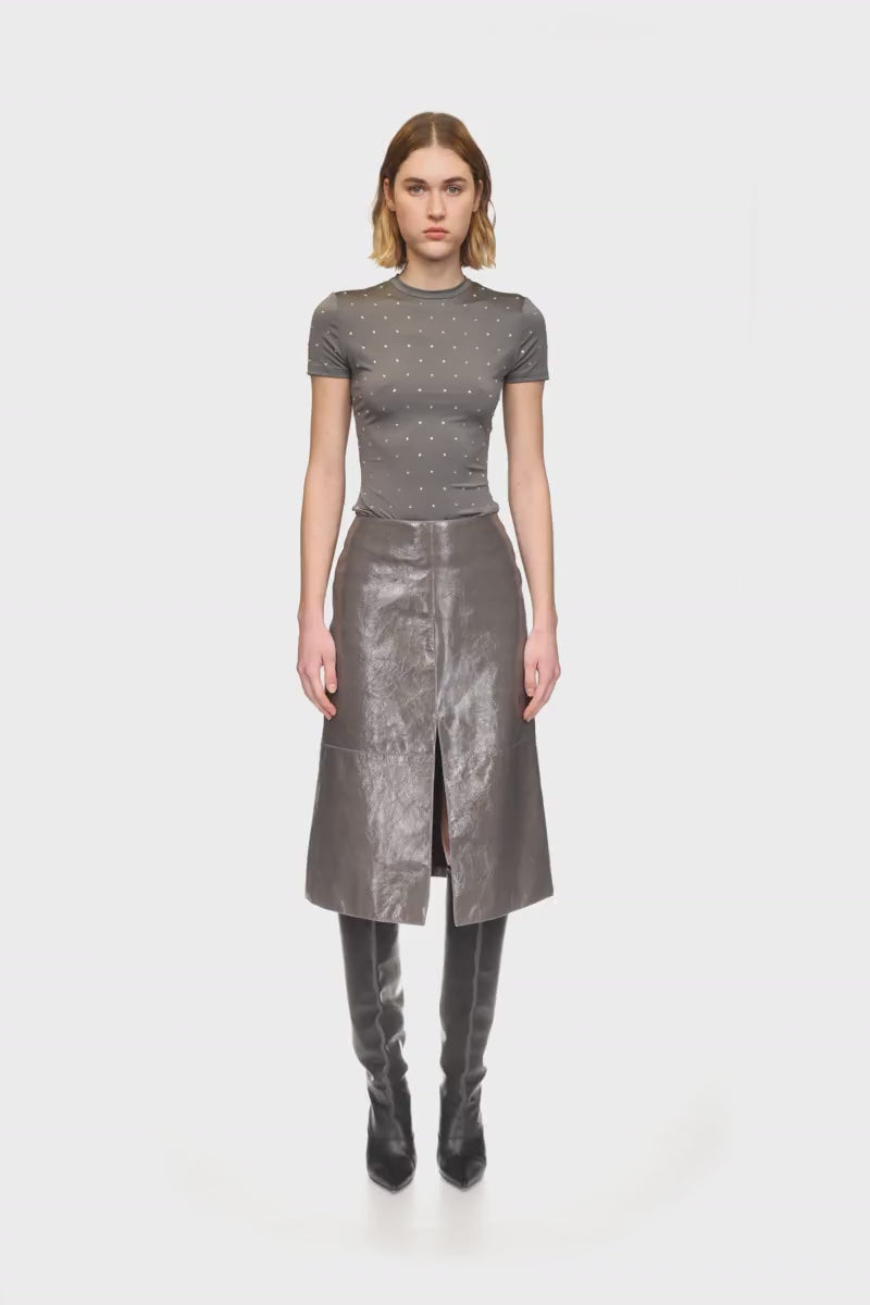 MIDI LEATHER SKIRT