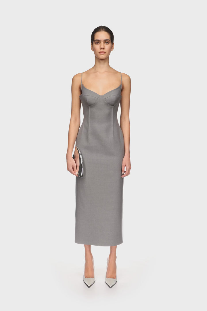 WINGED CUP DETAIL MIDI DRESS