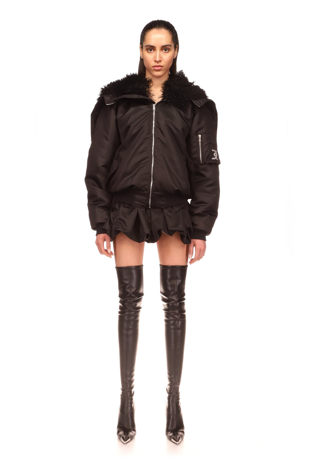 SHEARLING COLLAR BOMBER JACKET