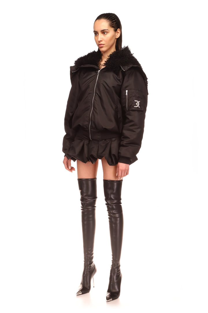 SHEARLING COLLAR BOMBER JACKET