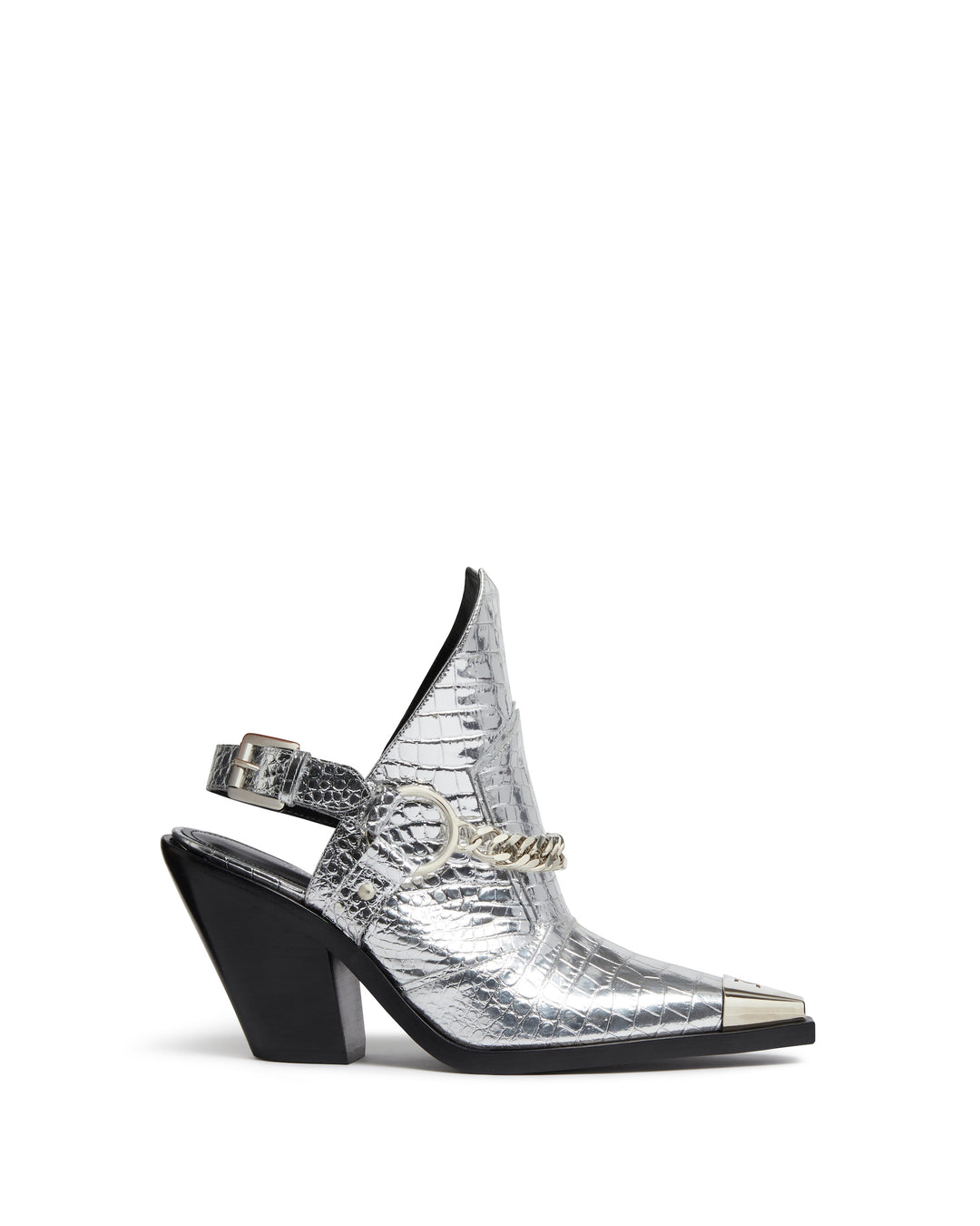 LEATHER ANKLE BOOTS IN SILVER