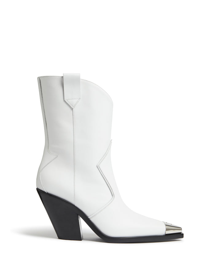 ANKLE LENGTH COWBOY BOOTS WITH DK METAL TOE CAP IN WHITE