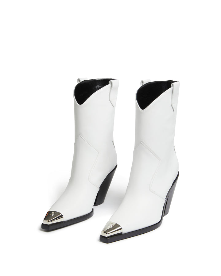 ANKLE LENGTH COWBOY BOOTS WITH DK METAL TOE CAP IN WHITE
