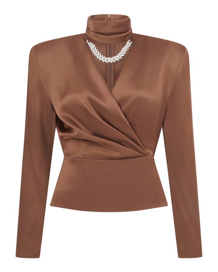 CRYSTAL FLAME CHAIN AND CHOKER WRAP TOP