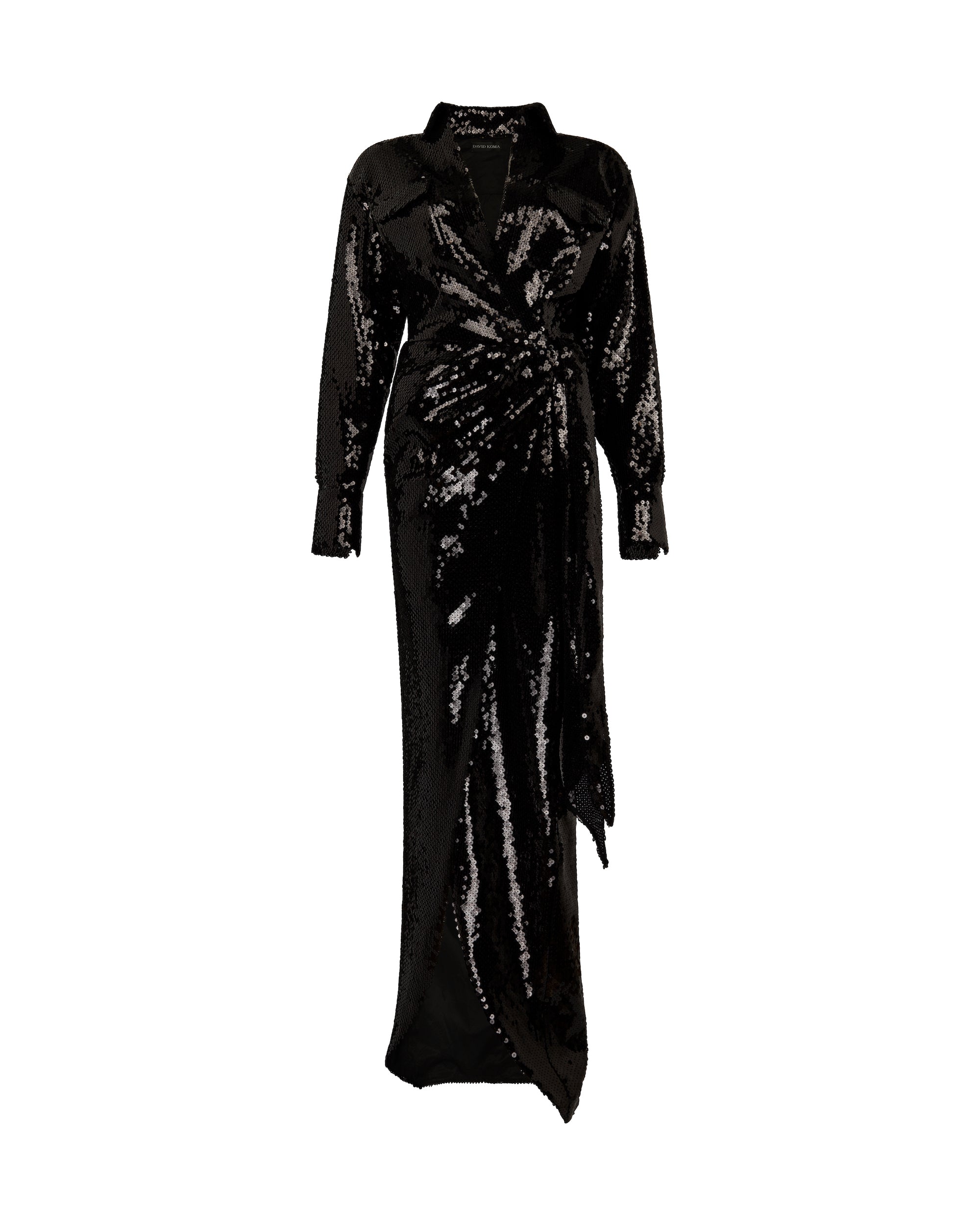 david koma SEQUIN MIDI SHIRT DRESS BLACK