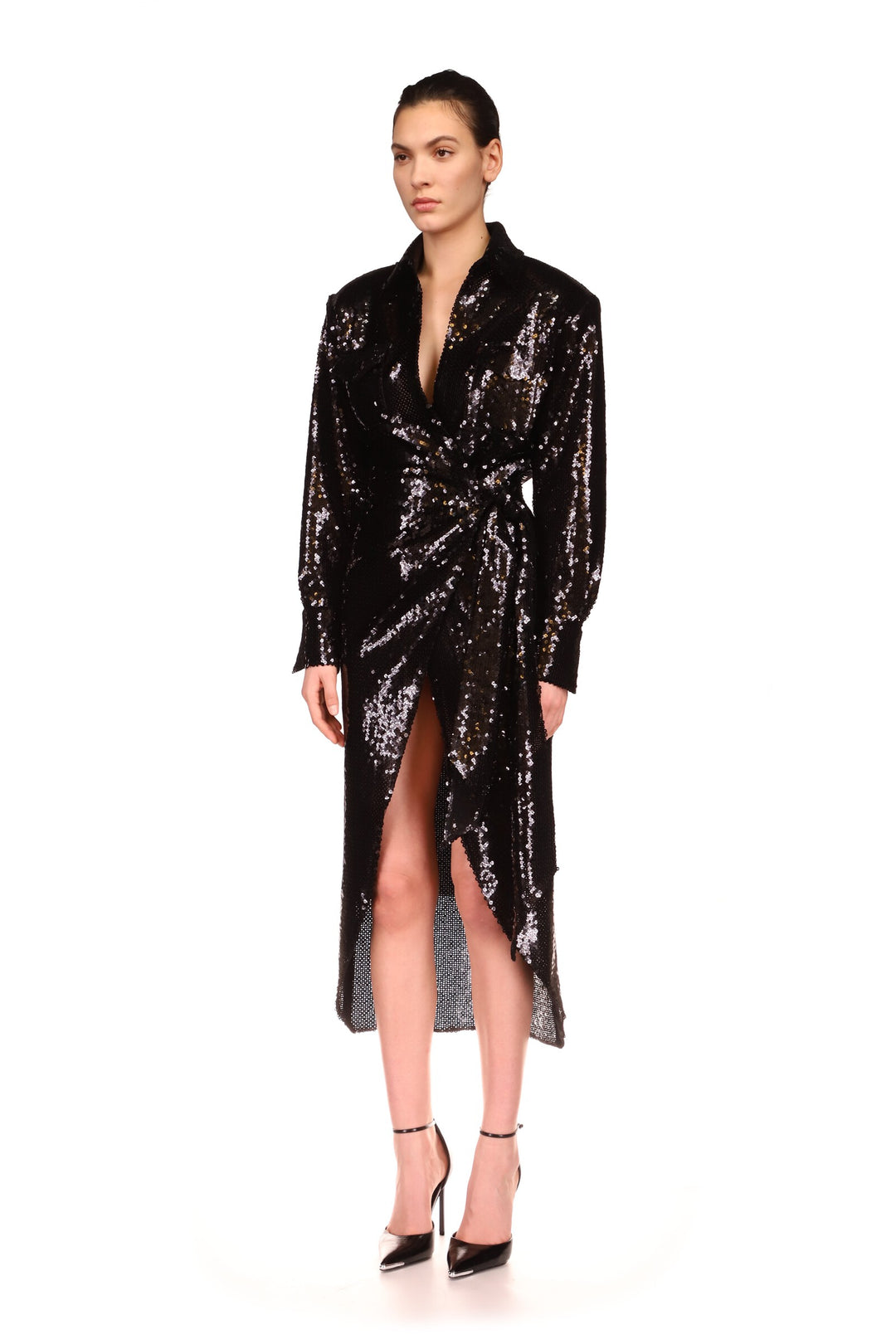 SEQUIN MIDI SHIRT DRESS