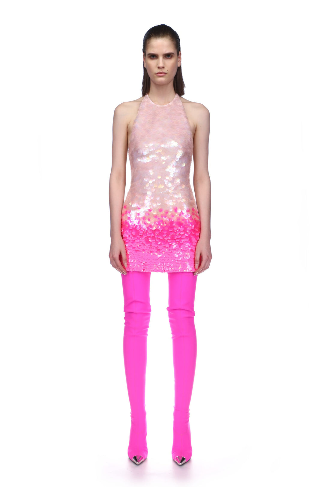 THIGH HIGH JERSEY BOOTS IN PINK