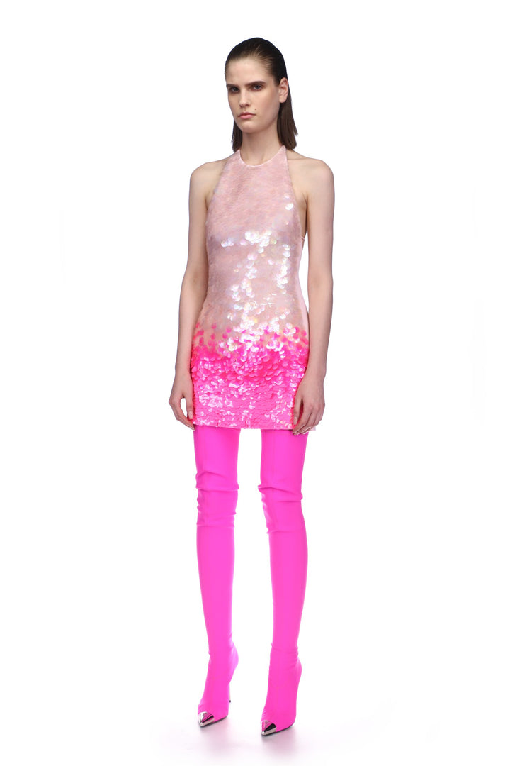 THIGH HIGH JERSEY BOOTS IN PINK