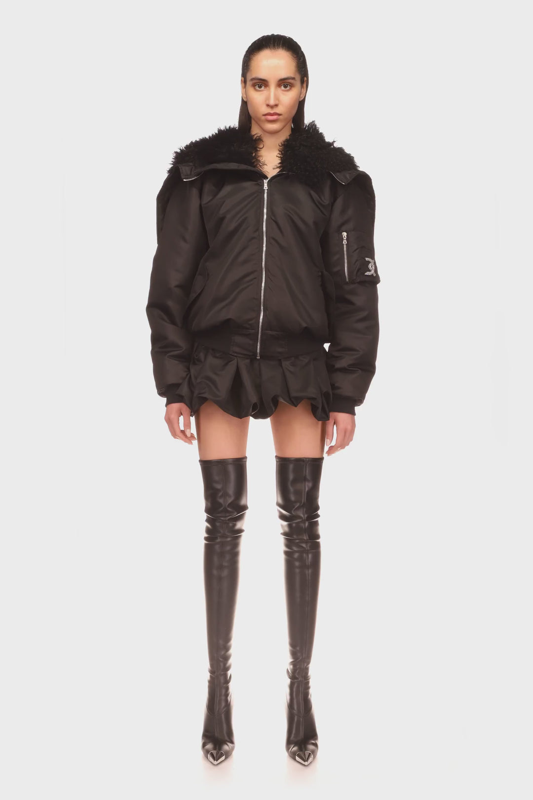 SHEARLING COLLAR BOMBER JACKET